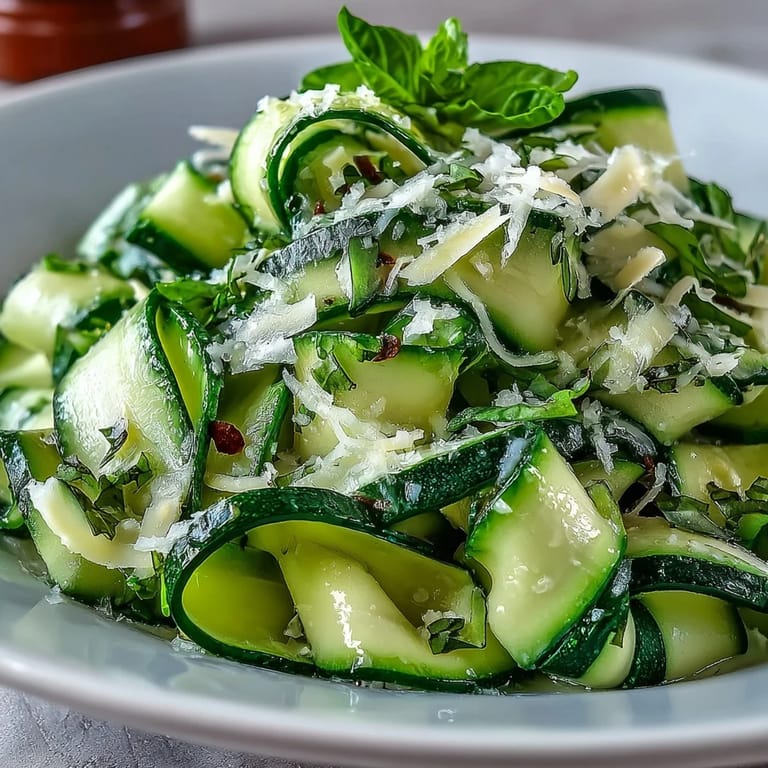 Lemon Parmesan Zucchini Ribbon Salad photo, a light and refreshing Italian-inspired summer side dish.