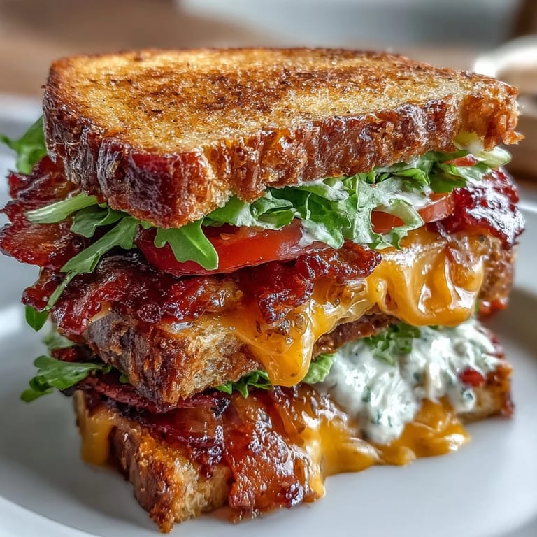 Juicy BLT grilled cheese, perfectly toasted with fresh lettuce and tomato.