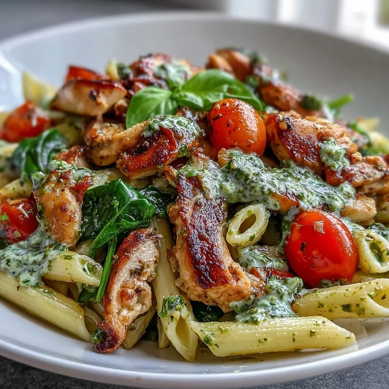 A quick and vibrant One-Pan Chicken Pesto Pasta ready in under 40 minutes.