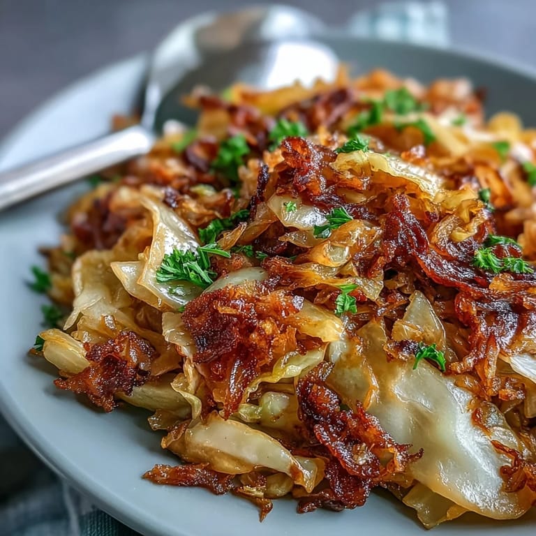 Tender sautéed cabbage, smoky bacon, and sweet onions; a delicious side.