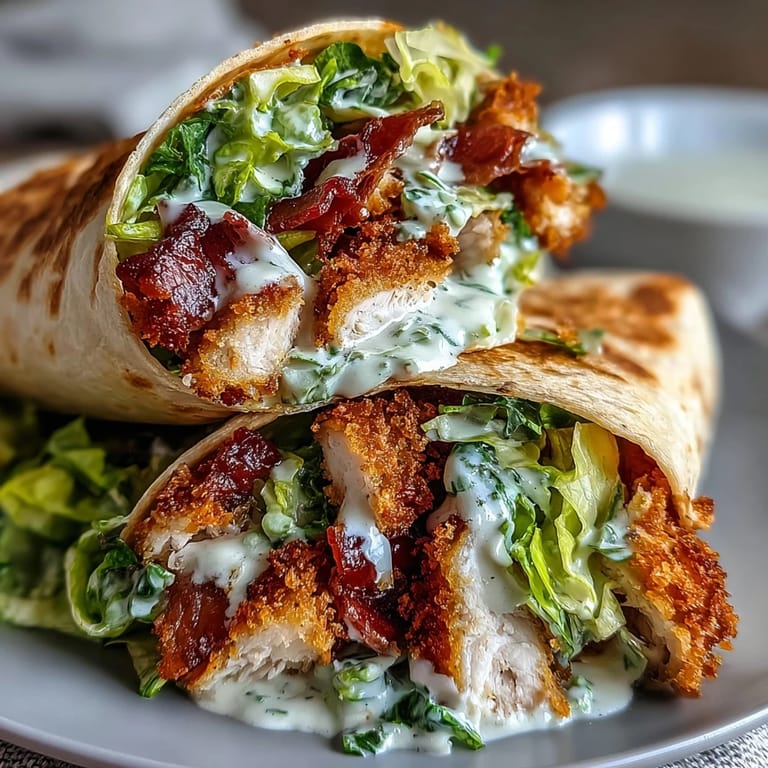 Deliciously coated chicken Caesar wraps, ready for a satisfying lunch or dinner.
