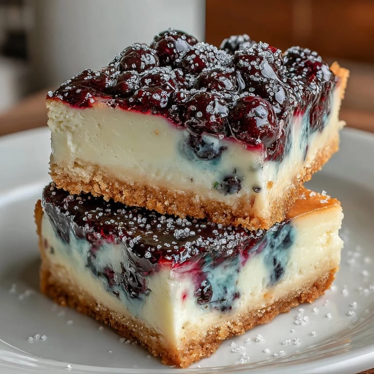 Delicious no-bake lemon blueberry cheesecake bars, a bright, refreshing-dessert slice.
